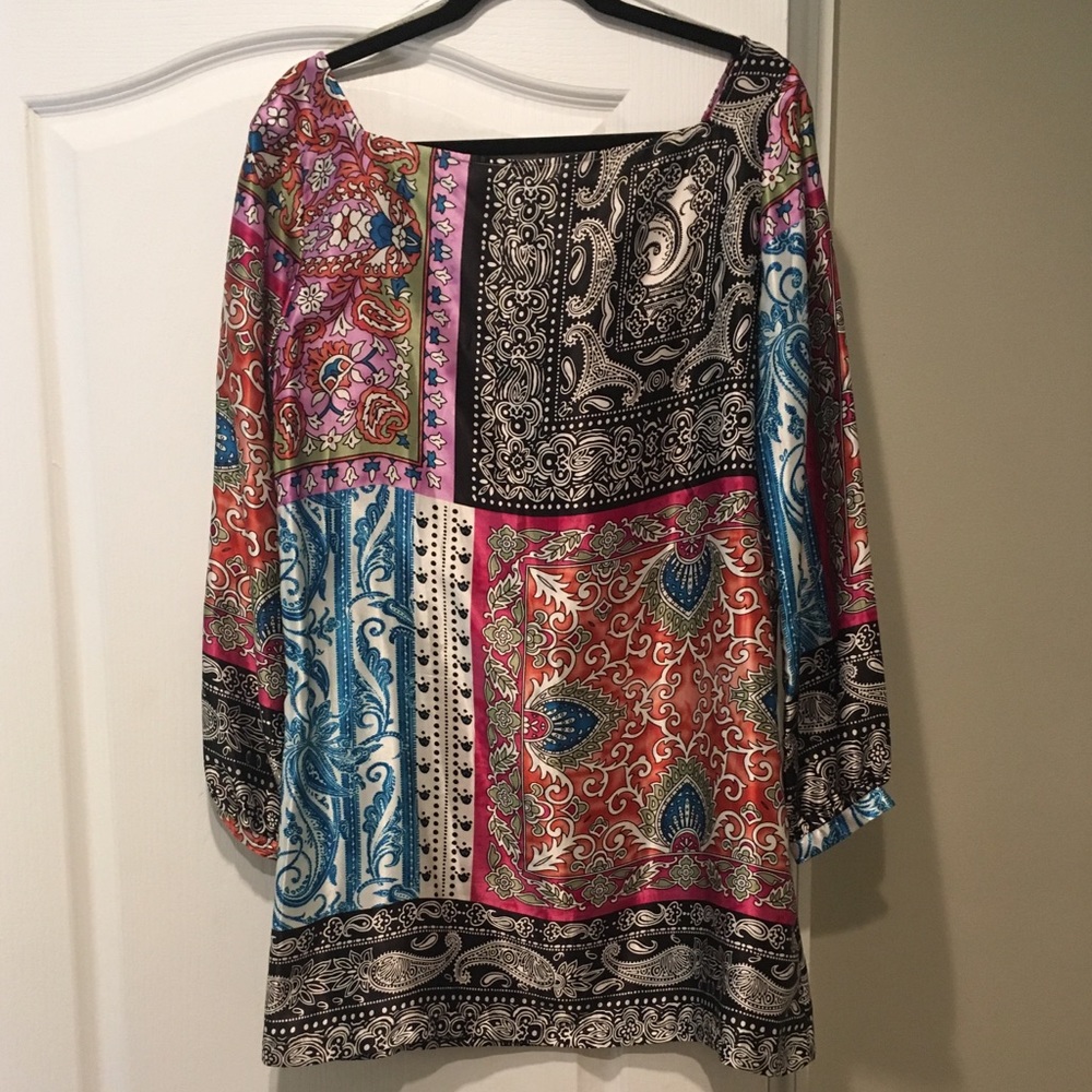 Lapis Anthropologie bright tunic dress